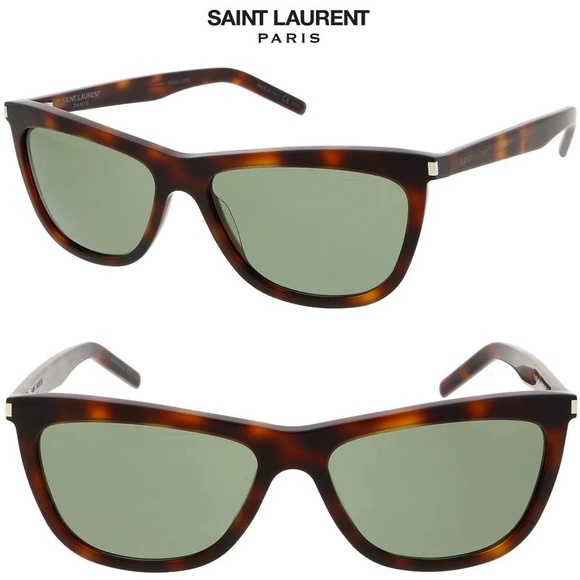 SAINT LAURENT SL515 003 WOMEN HAVANA GREEN CAT EYE SUNGLASSES. 58mm - Picture 1 of 16